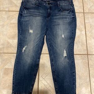 Lane Bryant solid blue stretch skinny mid rise plus size jeans size 24